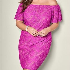 Plus size off the shoulder lace dress